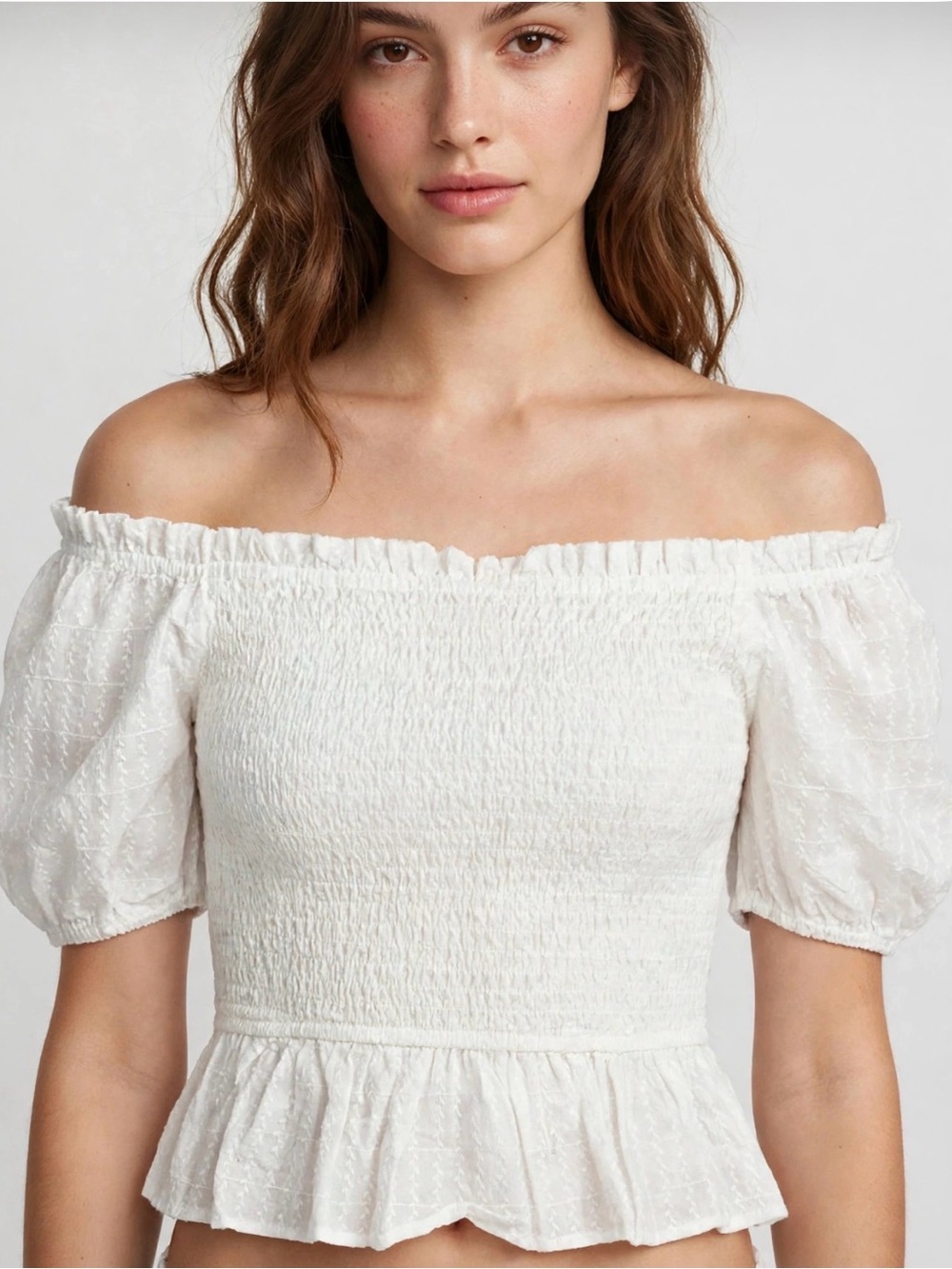 LOST + WANDER White Smocked top